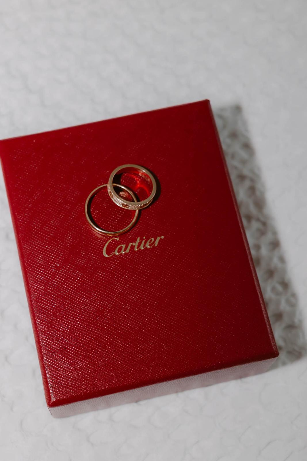 Cartier wedding rings detail — luxury Ibiza wedding content